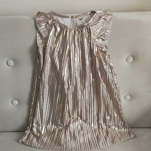 OshKosh B'gosh Shiny Gold Cap Sleeve Pleated Dress
